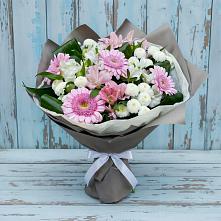Букет цветов из:  Герберы, Альстромерии и Хризантемы в Романовка Ленинградская область
