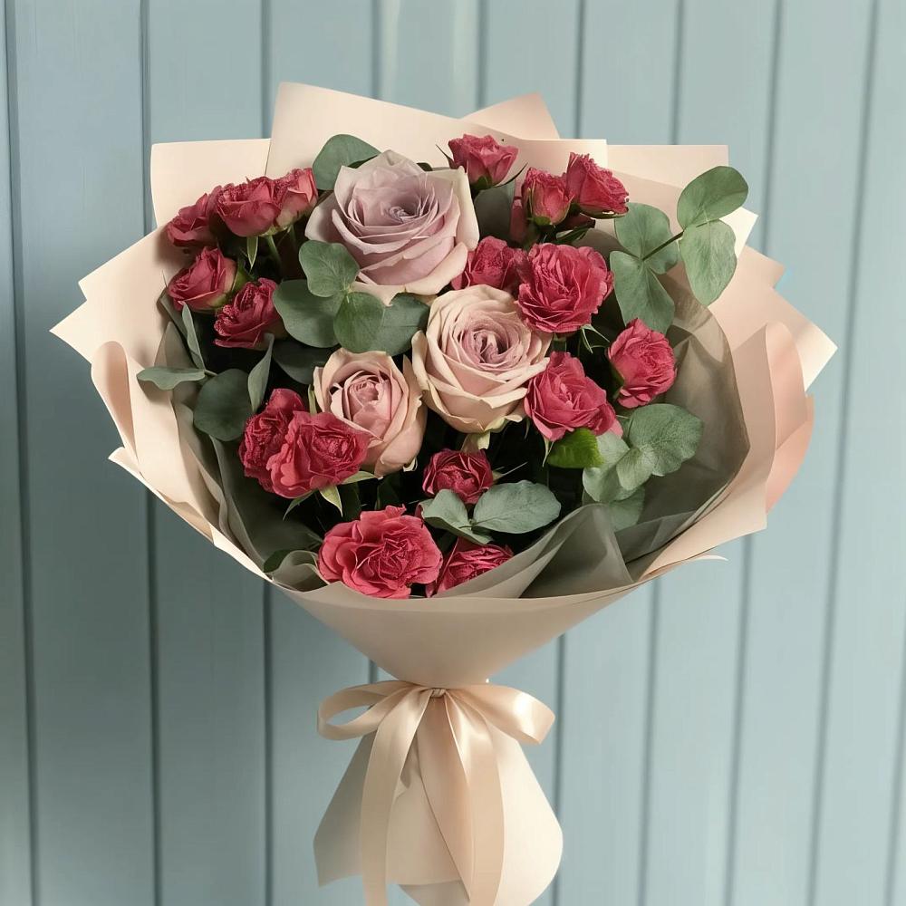 Букет цветов из: Гвоздики и Розы в Романовка Ленинградская область