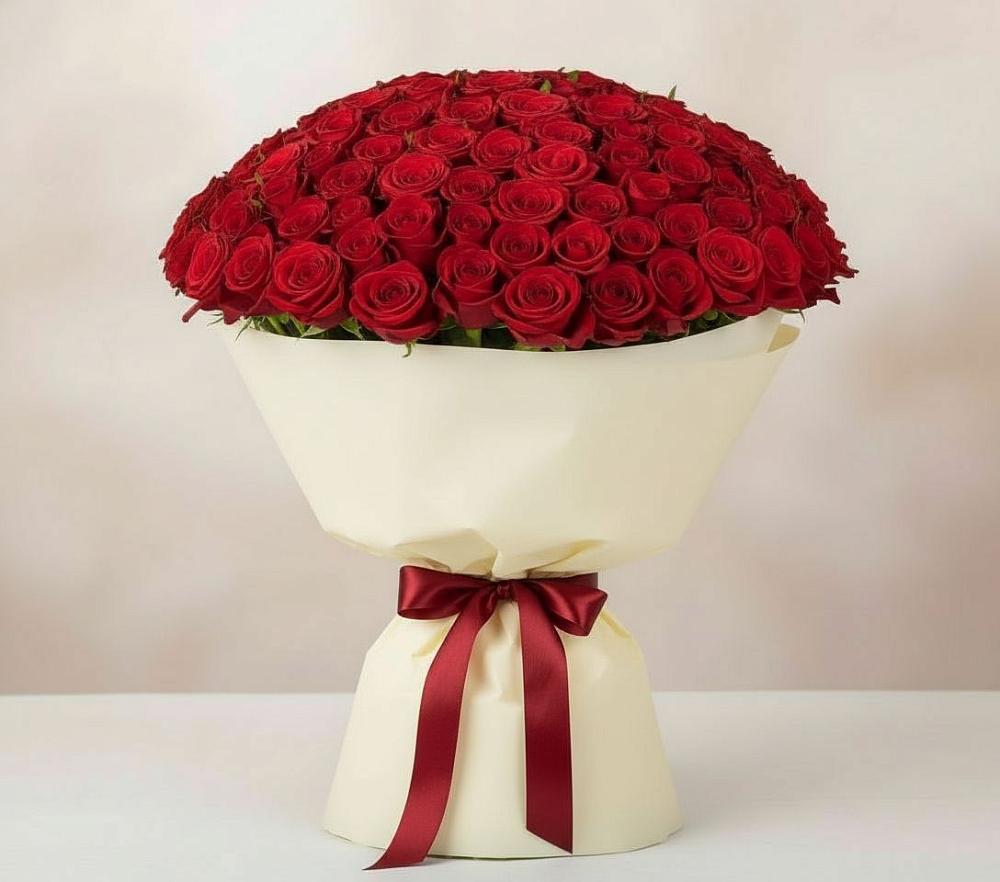 Букет 101 Красная роза Милано в Романовка Ленинградская область