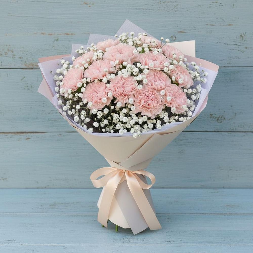 Букет цветов из: Гвоздики в Романовка Ленинградская область