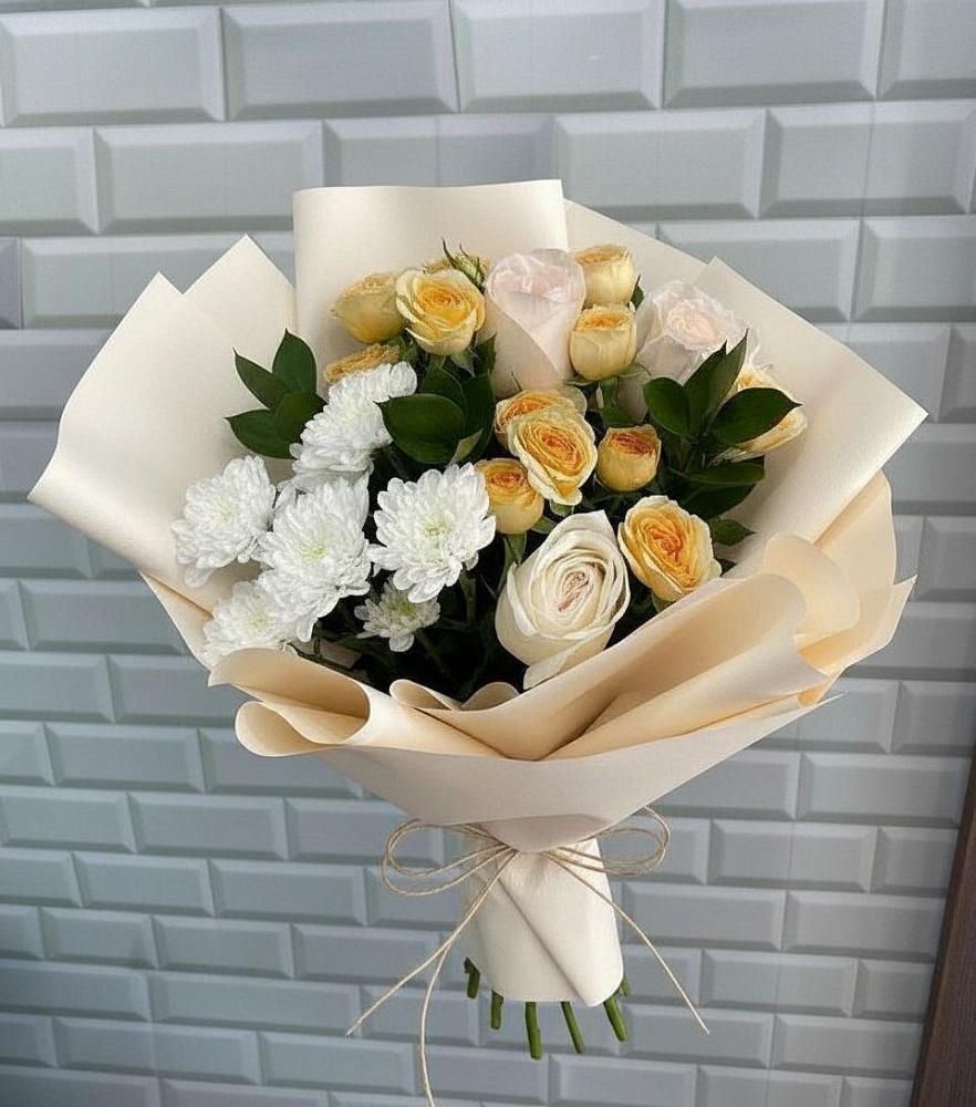 Букет цветов из: Розы и Хризантемы в Романовка Ленинградская область