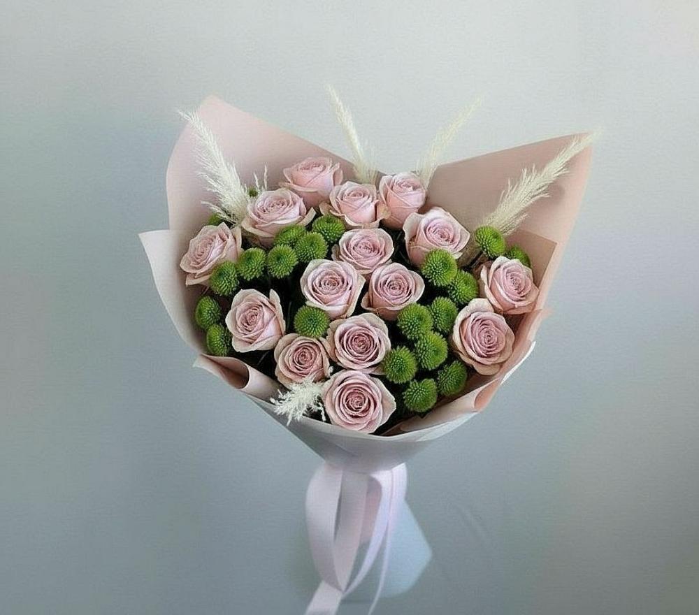 Букет цветов из: Розы и Хризантемы в Романовка Ленинградская область