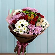 Букет цветов из:  Розы, Хризантемы и Альстромерии в Романовка Ленинградская область
