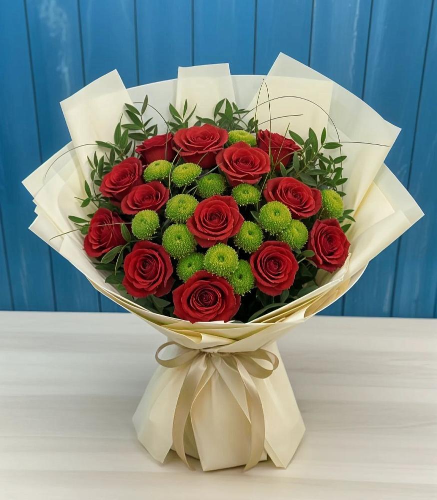 Букет цветов из: Розы и Хризантемы в Романовка Ленинградская область