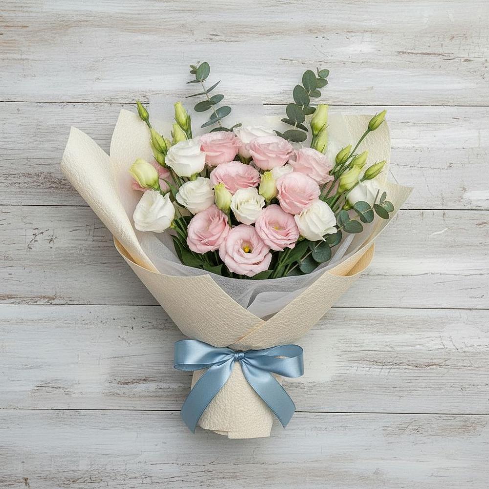 Букет цветов из: Лизиантусы в Романовка Ленинградская область